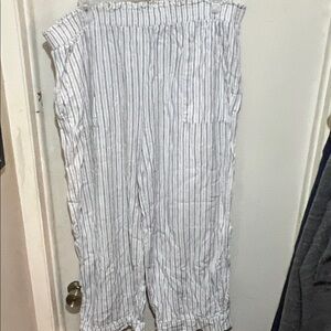 Time and Tru White and Black Striped Linen Pants